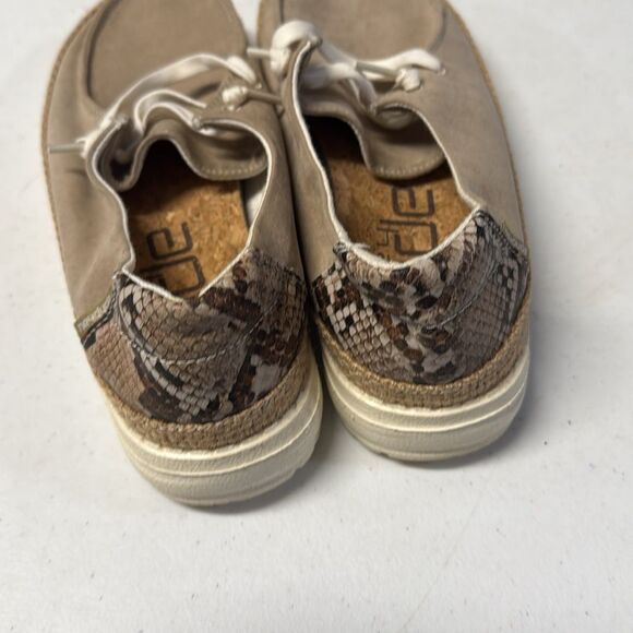 Hey Dude Wendy Slip On Python Brown Lace Up Comfort Snakeskin Print Cork Insole - Picture 4 of 7
